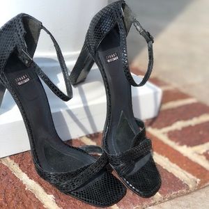 🖤STUART WEITZMAN black snakeskin strappy heels